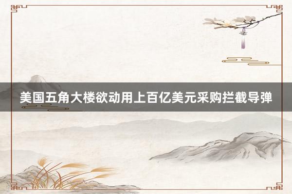 美国五角大楼欲动用上百亿美元采购拦截导弹
