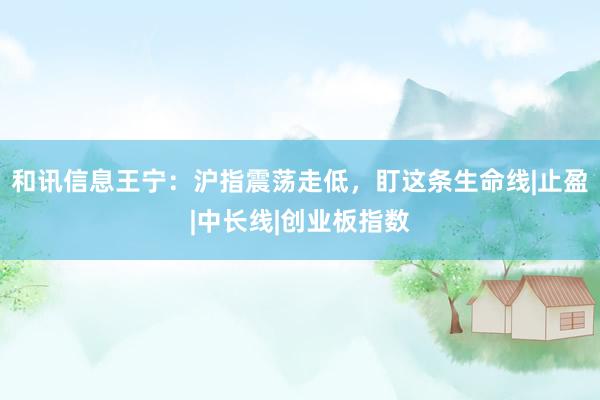 和讯信息王宁:沪指震荡走低,盯这条生命线|止盈|中长线|创业板指数