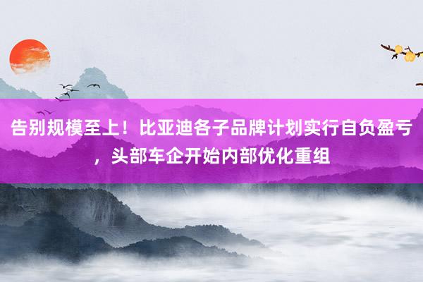告别规模至上！比亚迪各子品牌计划实行自负盈亏，头部车企开始内部优化重组