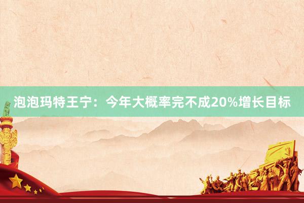泡泡玛特王宁：今年大概率完不成20%增长目标