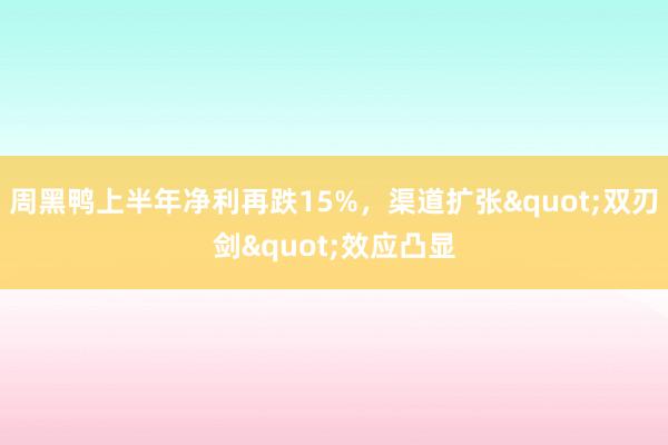 周黑鸭上半年净利再跌15%，渠道扩张"双刃剑"效应凸显