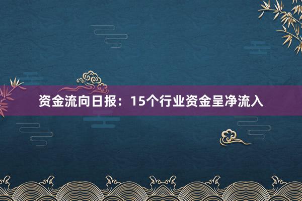 资金流向日报：15个行业资金呈净流入