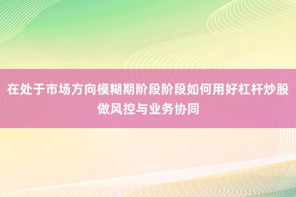 在处于市场方向模糊期阶段阶段如何用好杠杆炒股做风控与业务协同