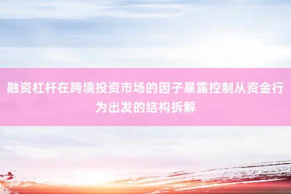 融资杠杆在跨境投资市场的因子暴露控制从资金行为出发的结构拆解
