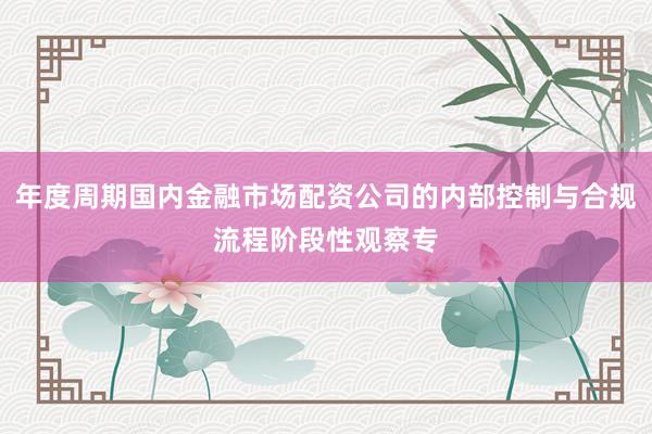 年度周期国内金融市场配资公司的内部控制与合规流程阶段性观察专