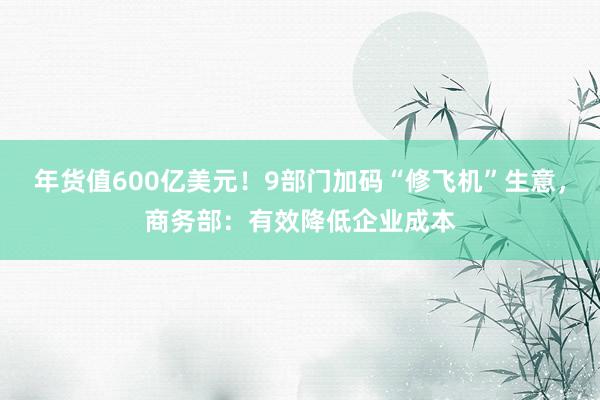 年货值600亿美元！9部门加码“修飞机”生意，商务部：有效降低企业成本
