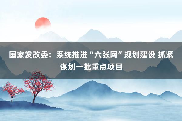 国家发改委：系统推进“六张网”规划建设 抓紧谋划一批重点项目