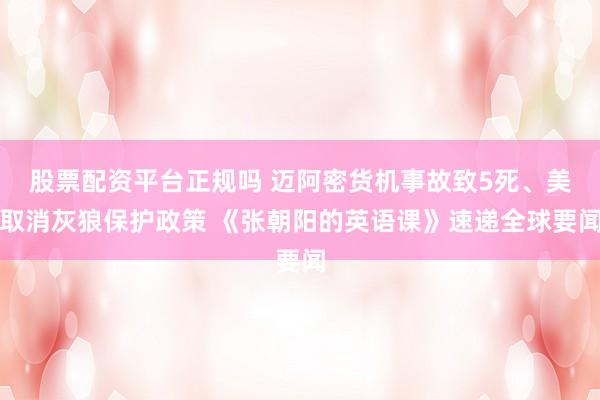 股票配资平台正规吗 迈阿密货机事故致5死、美取消灰狼保护政策 《张朝阳的英语课》速递全球要闻