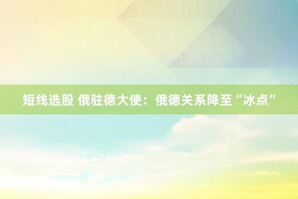 短线选股 俄驻德大使：俄德关系降至“冰点”