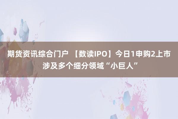 期货资讯综合门户 【数读IPO】今日1申购2上市 涉及多个细分领域“小巨人”
