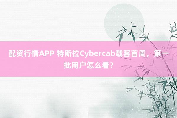 配资行情APP 特斯拉Cybercab载客首周,第一批用户怎么看?
