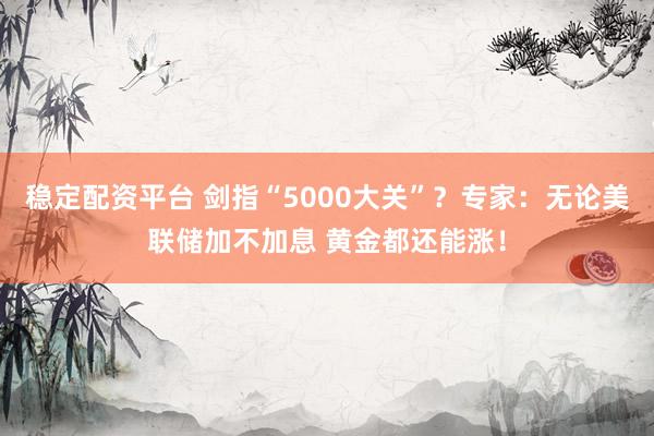 稳定配资平台 剑指“5000大关”？专家：无论美联储加不加息 黄金都还能涨！