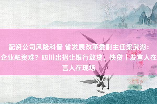 配资公司风险科普 省发展改革委副主任梁武湖：小微企业融资难？四川出招让银行敢贷、快贷丨发言人在现场