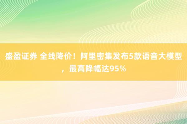 盛盈证券 全线降价！阿里密集发布5款语音大模型，最高降幅达95%