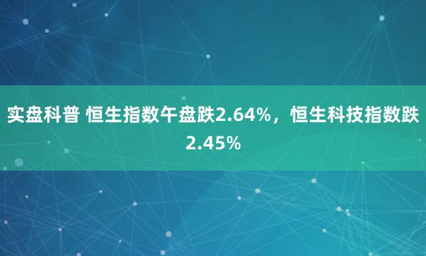 实盘科普 恒生指数午盘跌2.64%，恒生科技指数跌2.45%