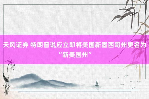 天风证券 特朗普说应立即将美国新墨西哥州更名为“新美国州”