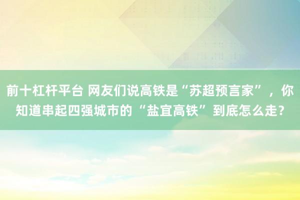 前十杠杆平台 网友们说高铁是“苏超预言家” ，你知道串起四强城市的 “盐宜高铁” 到底怎么走？
