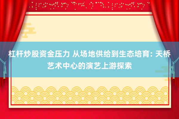 杠杆炒股资金压力 从场地供给到生态培育: 天桥艺术中心的演艺上游探索